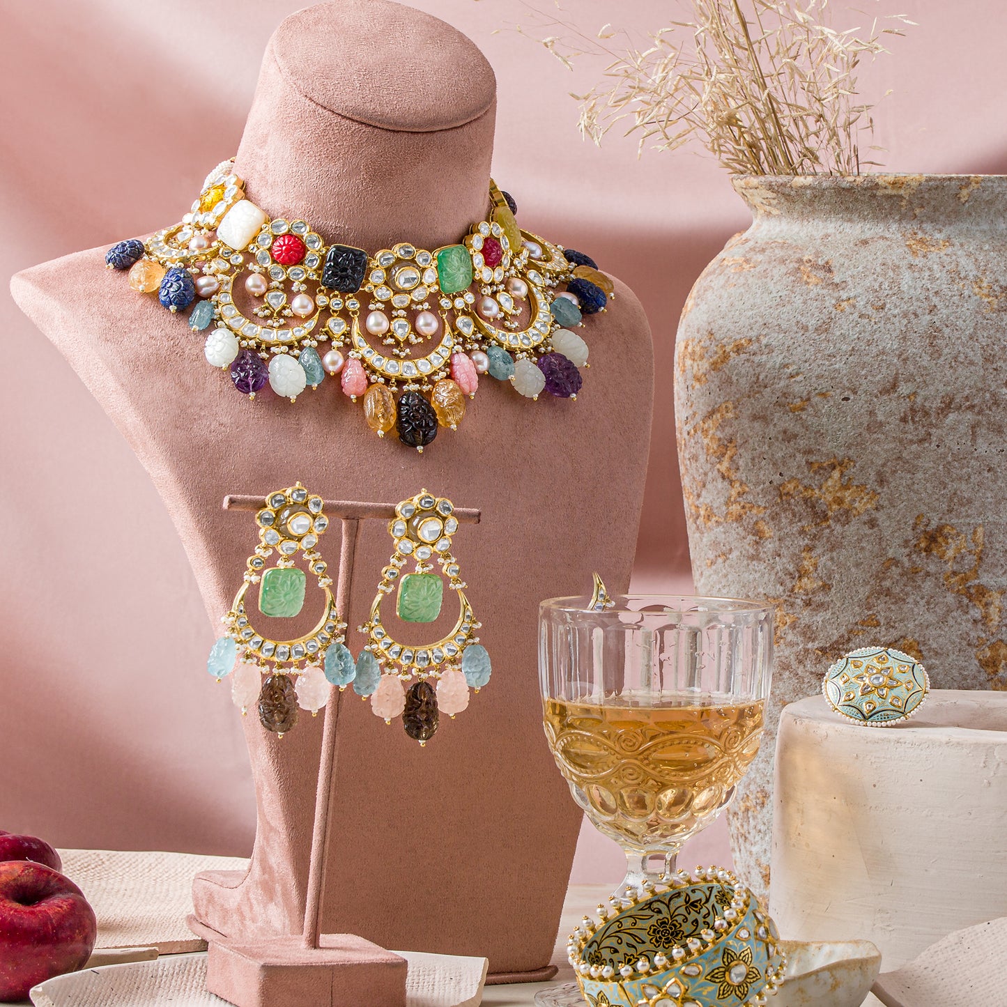 Millionaire Navratna Polki Necklace