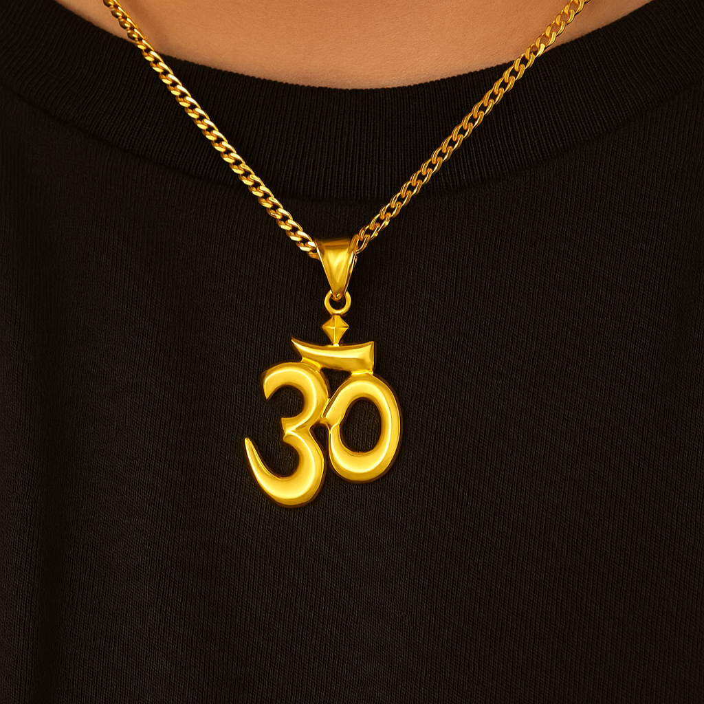 Gentlemen's Draft 22K Gold Om Pendant for Men – Spiritual Symbol Design Without Chain