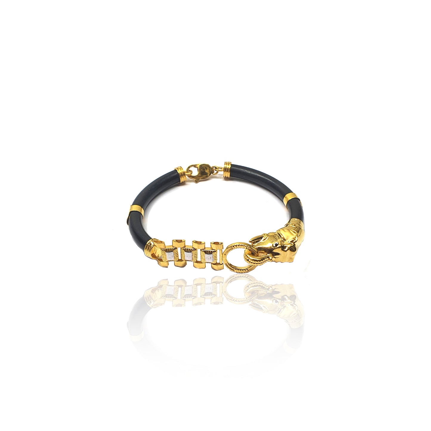 Gentlemen's Draft Elegant Men’s Gold Bracelet with Elephant Head