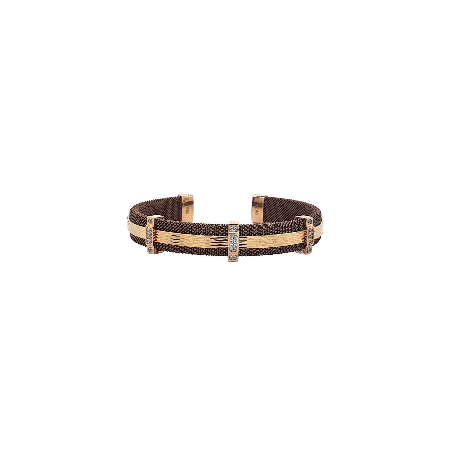 Gentlemen's Draft Elegant Men’s 22K Gold Brown Mesh Bracelet