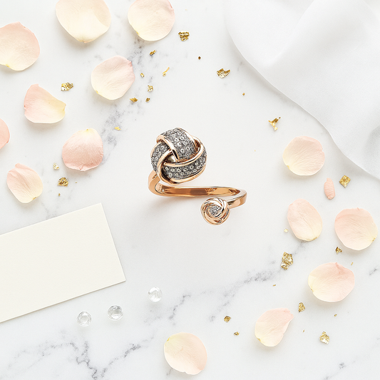 Twist Knot Diamond Ring in Rose Gold Finish