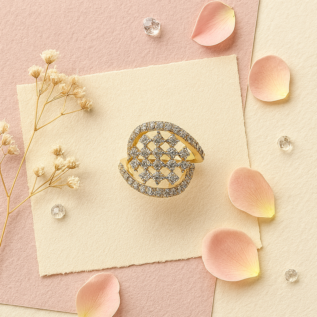 Traditional Carved Diamond Ring