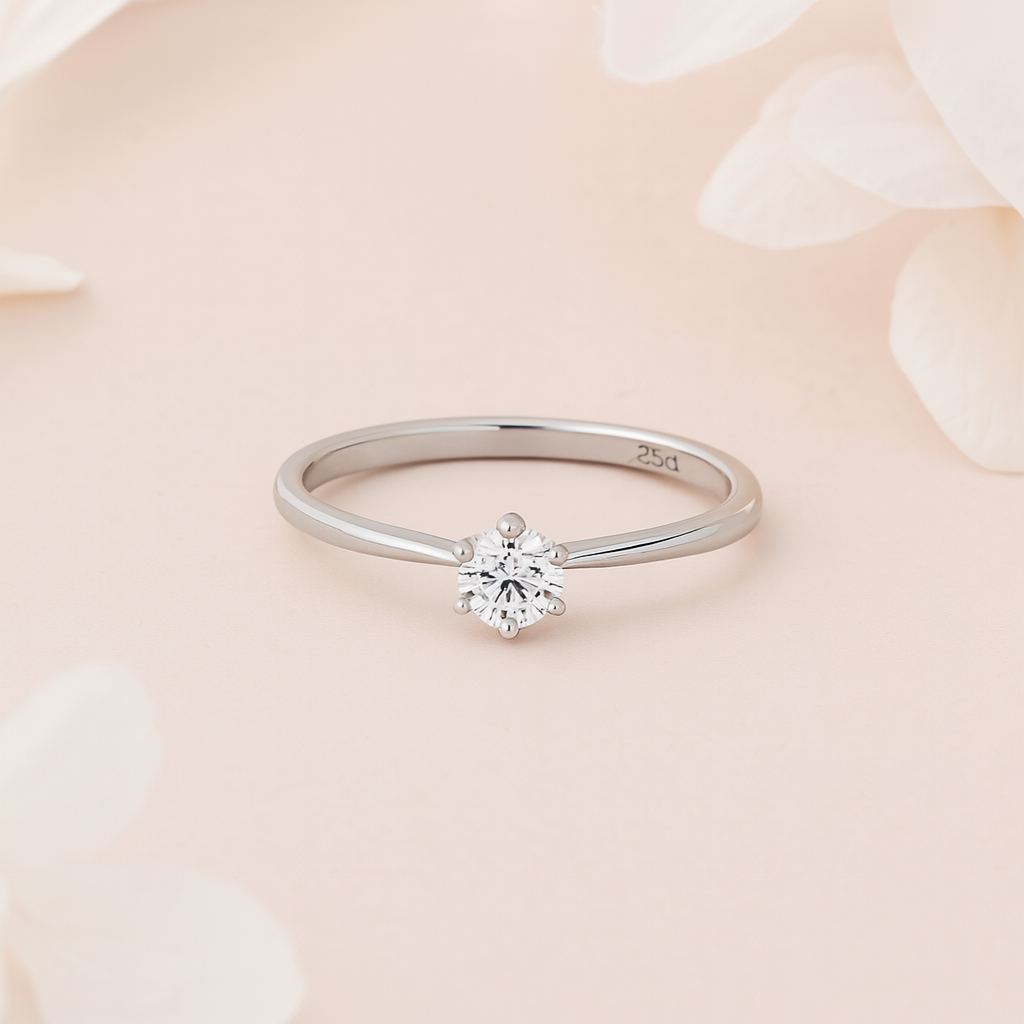 Timeless Solitaire Diamond Ring in White Gold