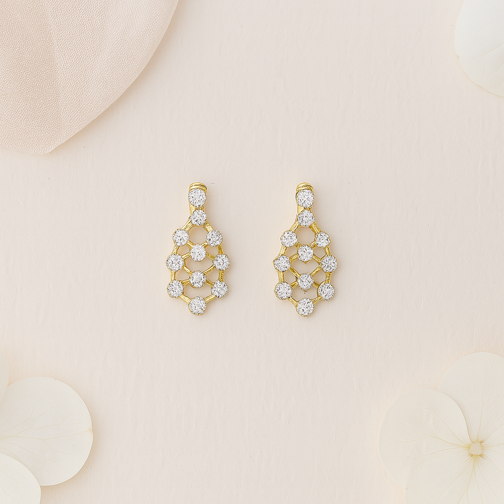 Delicate Gold & Diamond Drop Earrings – 0.71 CT of Sparkle