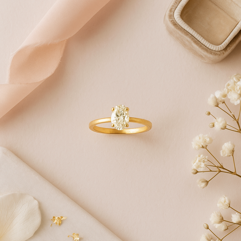 Engagement Diamond Ring In Oval Shape