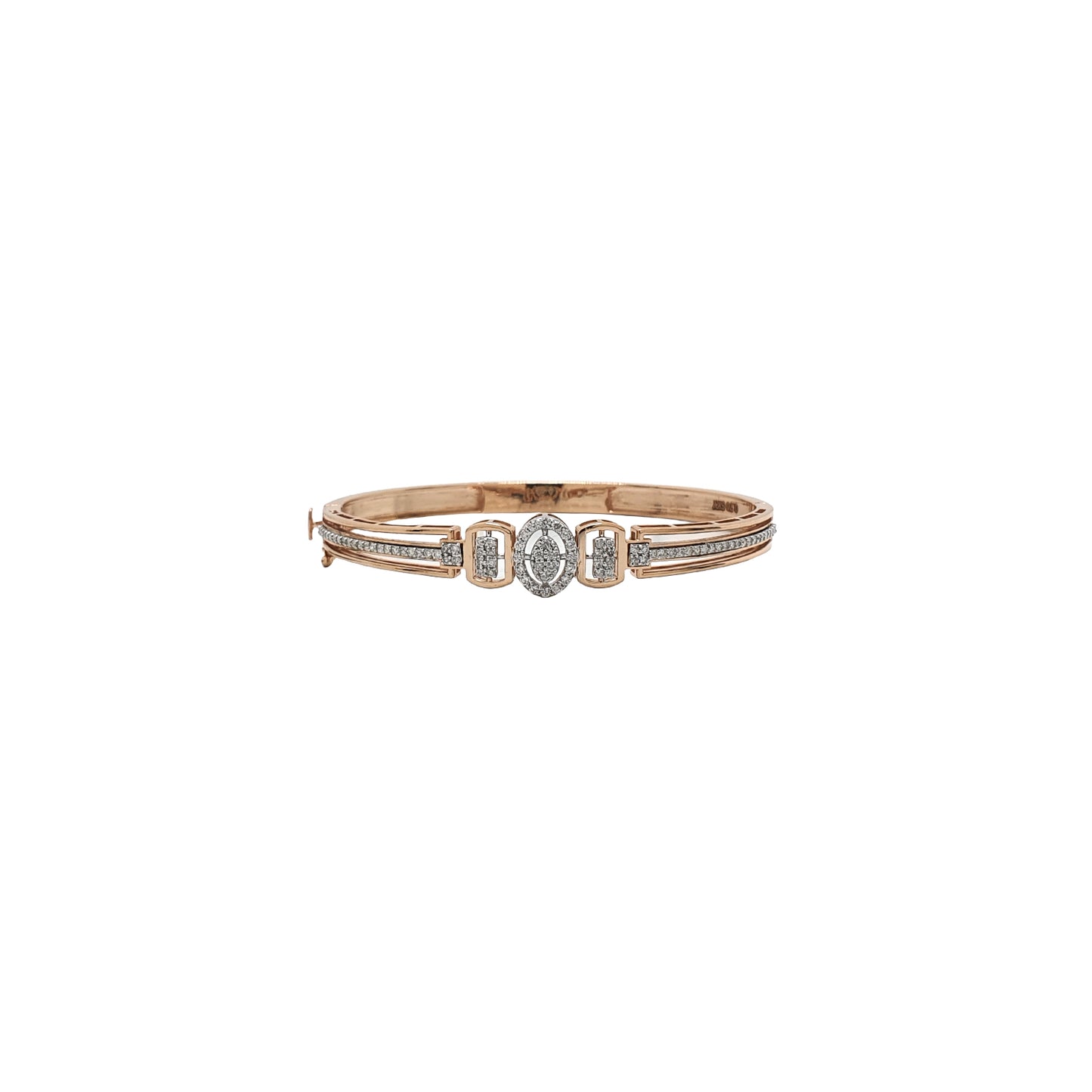 Elegant 18K Rose Gold Bangle with 0.70 Carat Natural Diamonds