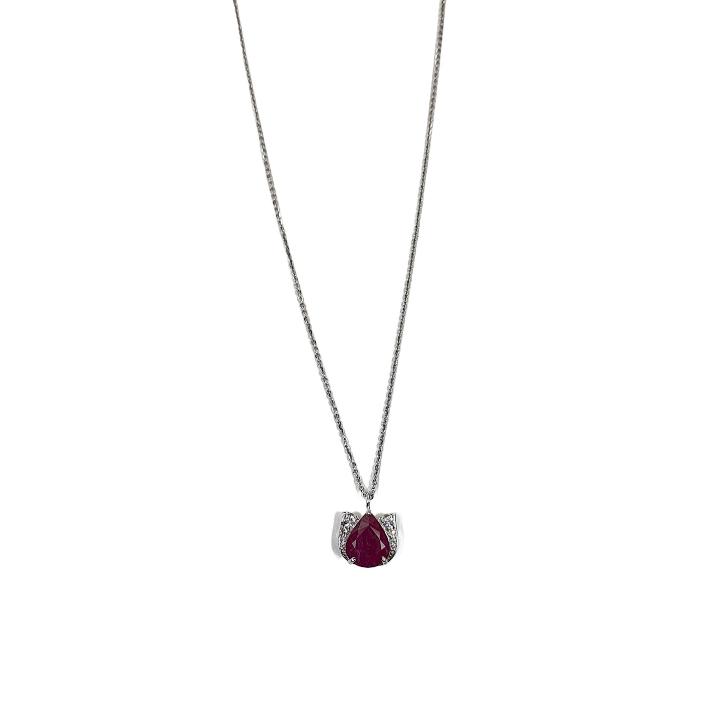 Minimalist Ruby Teardrop Pendant