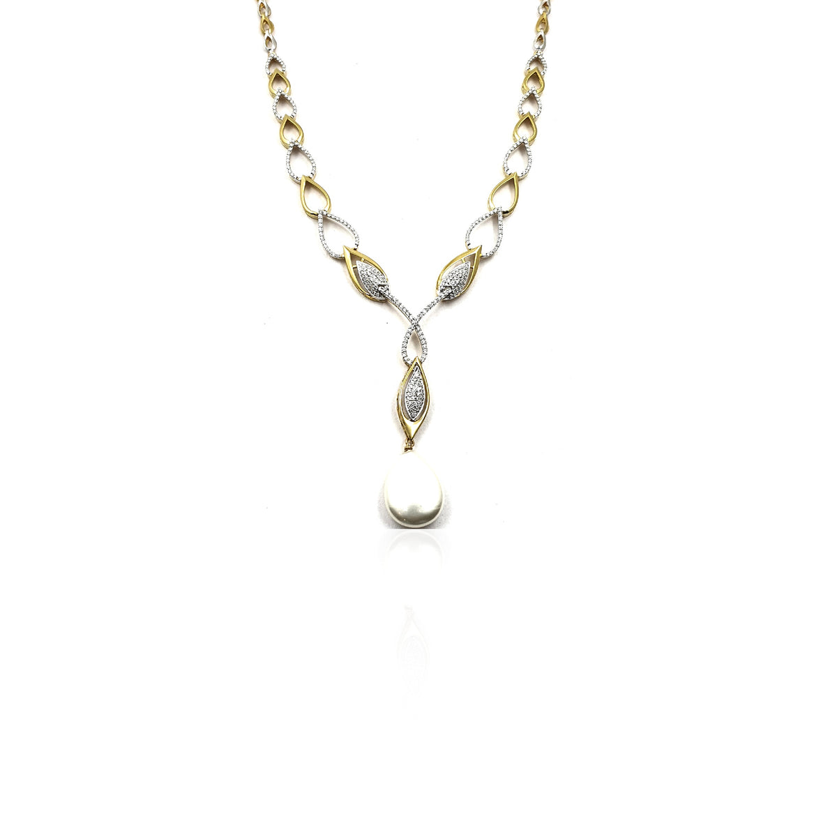 Serena Pearl Drop Diamond Necklace