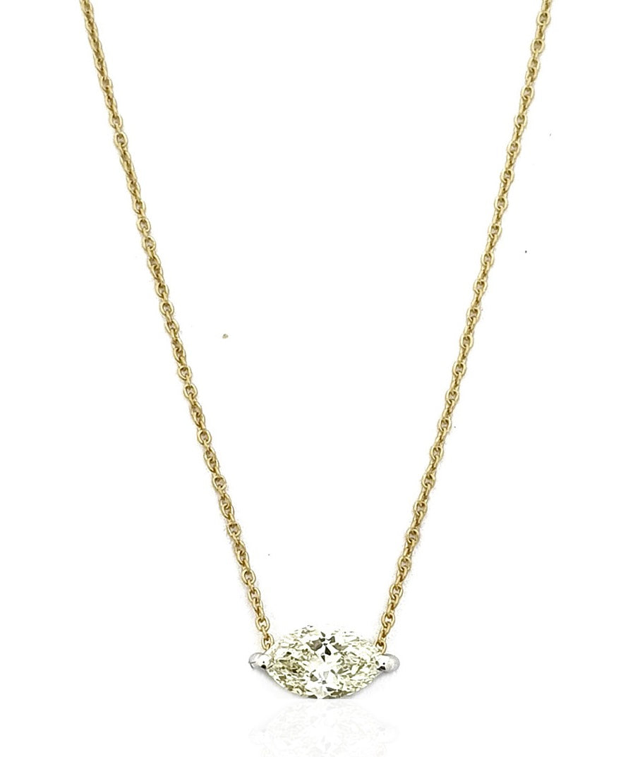 Elegant 1 Ct Marquise Diamond Pendant with Gold Chain