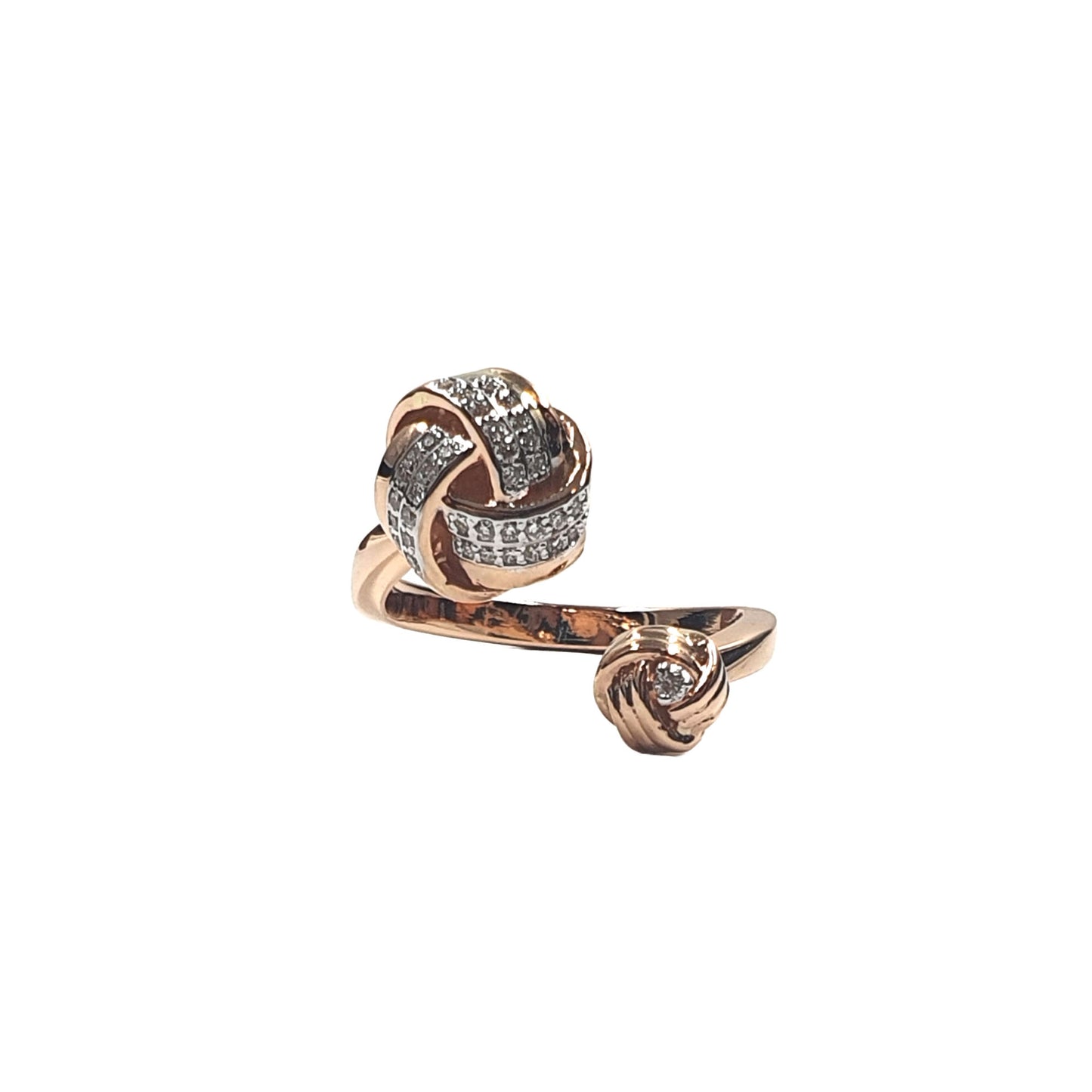 Twist Knot Diamond Ring in Rose Gold Finish