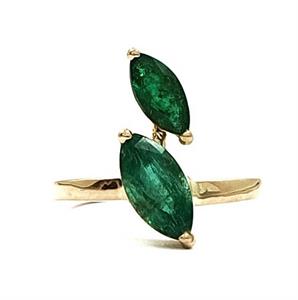 Twin Marquise Cut Emerald Ring