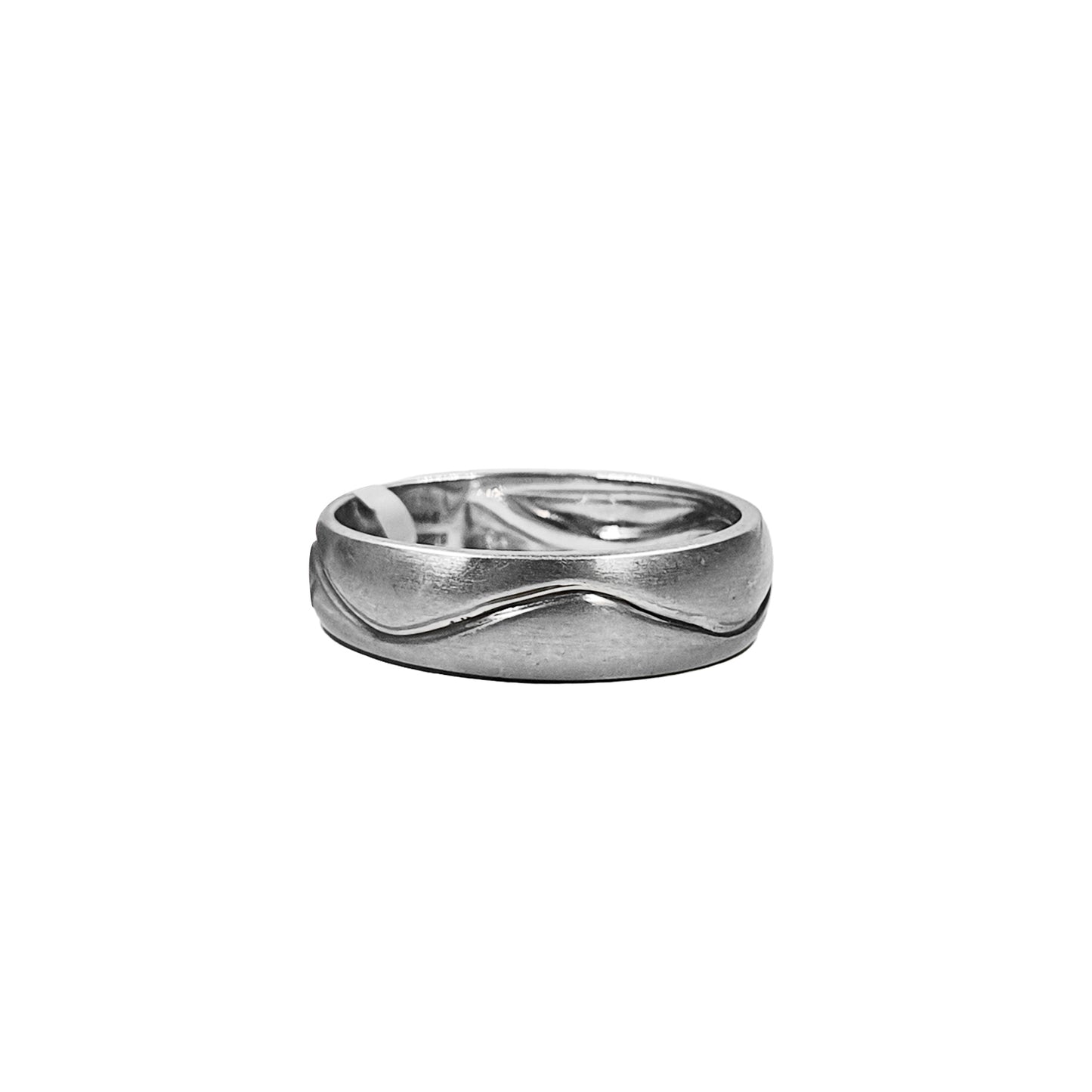 Satin-Finish Platinum Ring with Flowing Line Detail