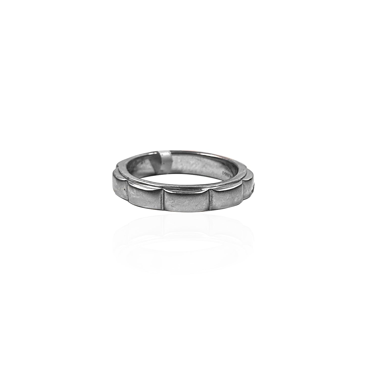 Textured Platinum Ring with Bold Panel Design