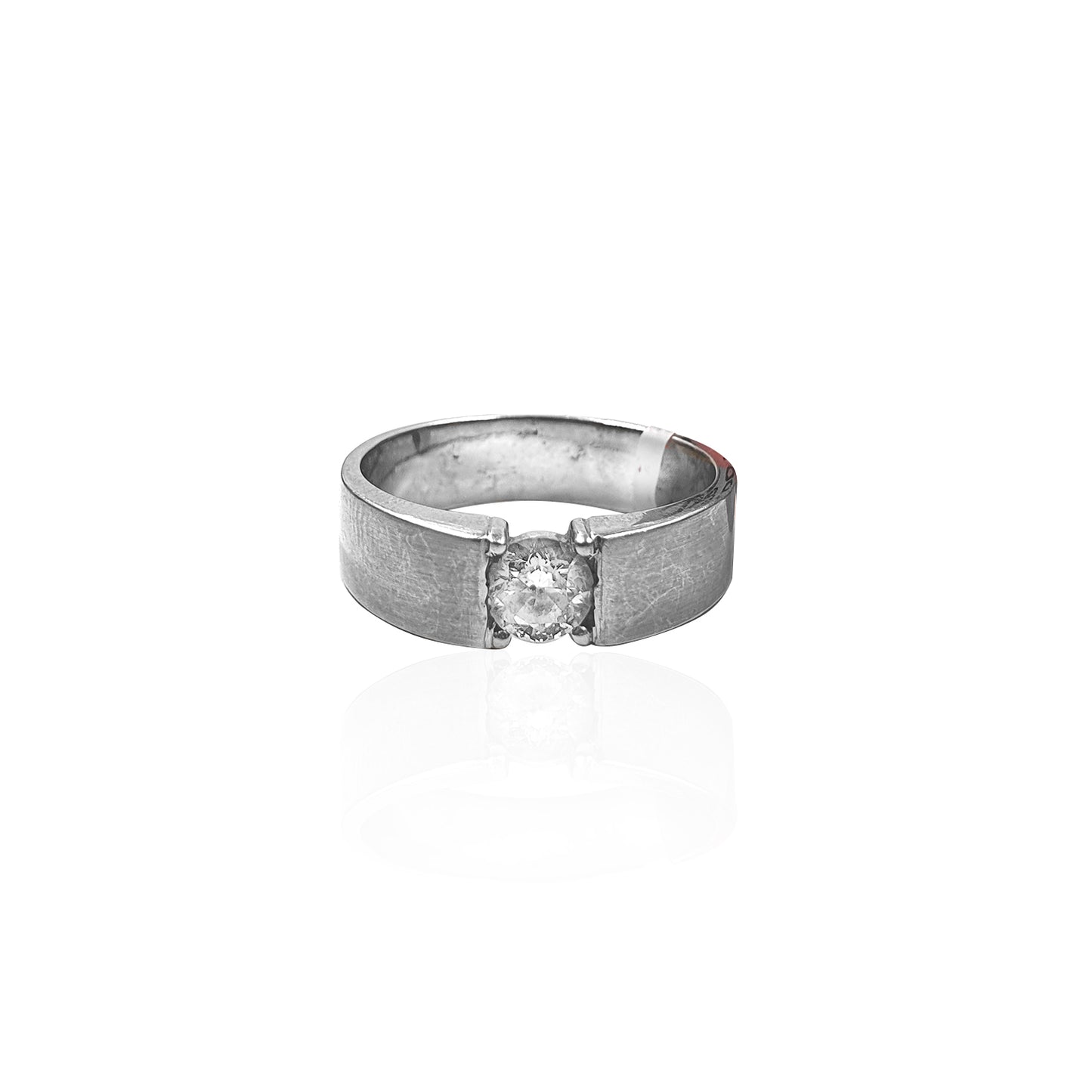 Gentlemen's Draft Bold Platinum Solitaire Ring with 0.51 Ct Diamond