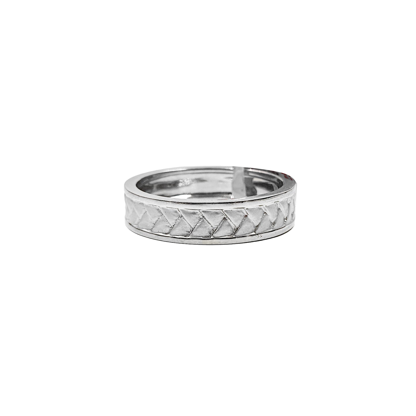 Platinum Band Ring with Crisscross Engraved Texture