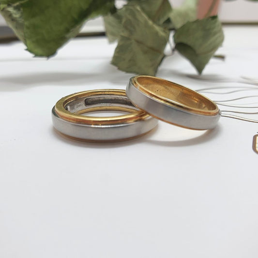 His & Hers Two-Tone Wedding Platinum Bands