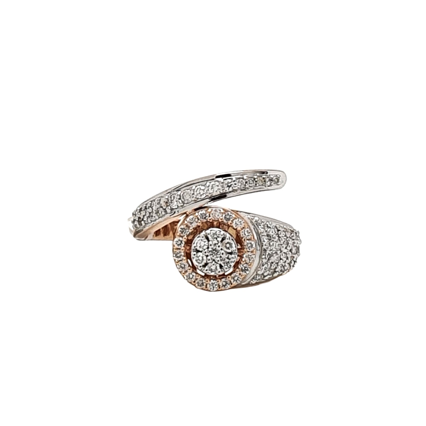 Exquisite 14K Rose Gold Ring with Brilliant-Cut Natural Diamonds