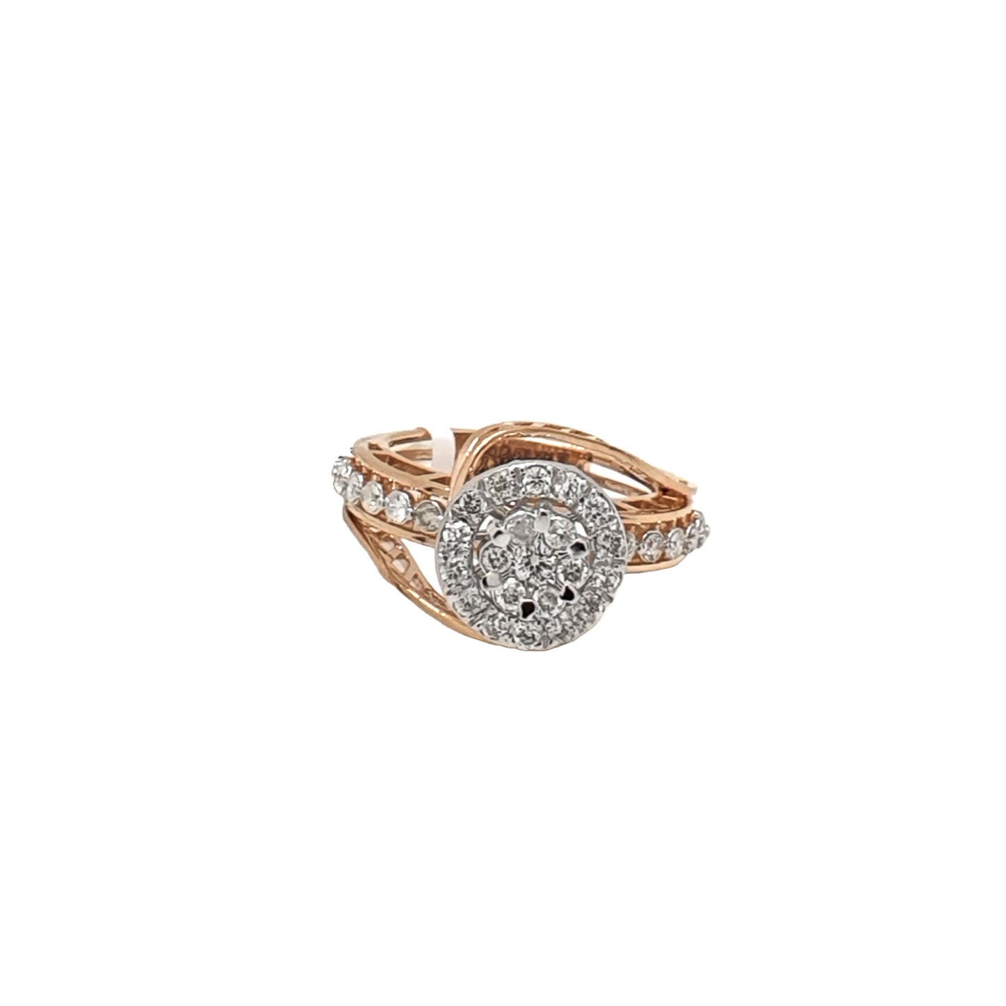 Elegant Rosy Diamond Halo Ring