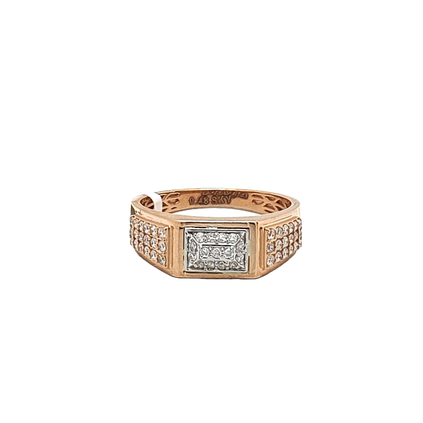 Gentlemen's Draft Classic 14K Rose Gold Ring with Sparkling Natural Diamonds