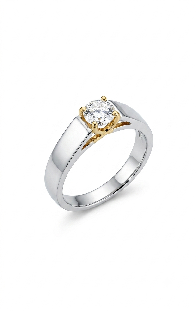 Crown Solitaire Wedding Band