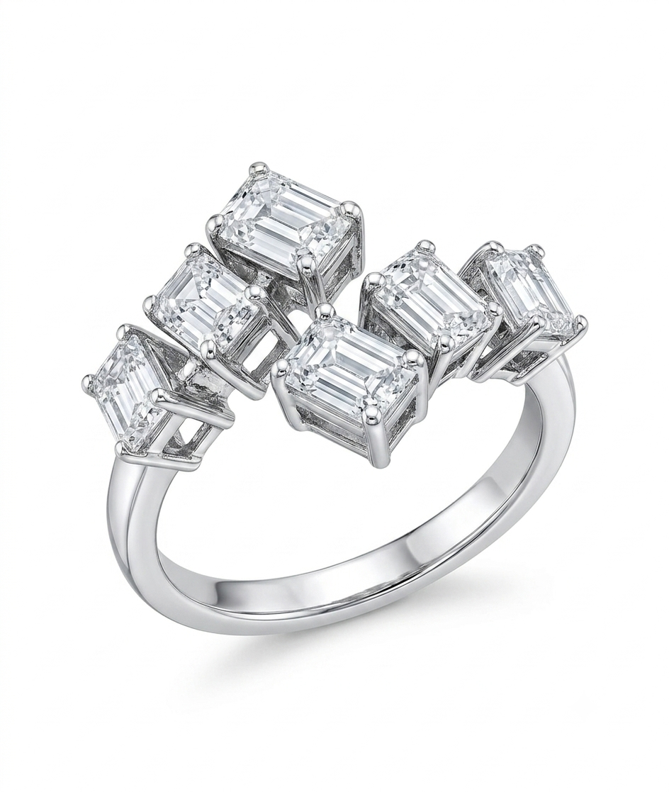 Regal Emerald Wedding Band