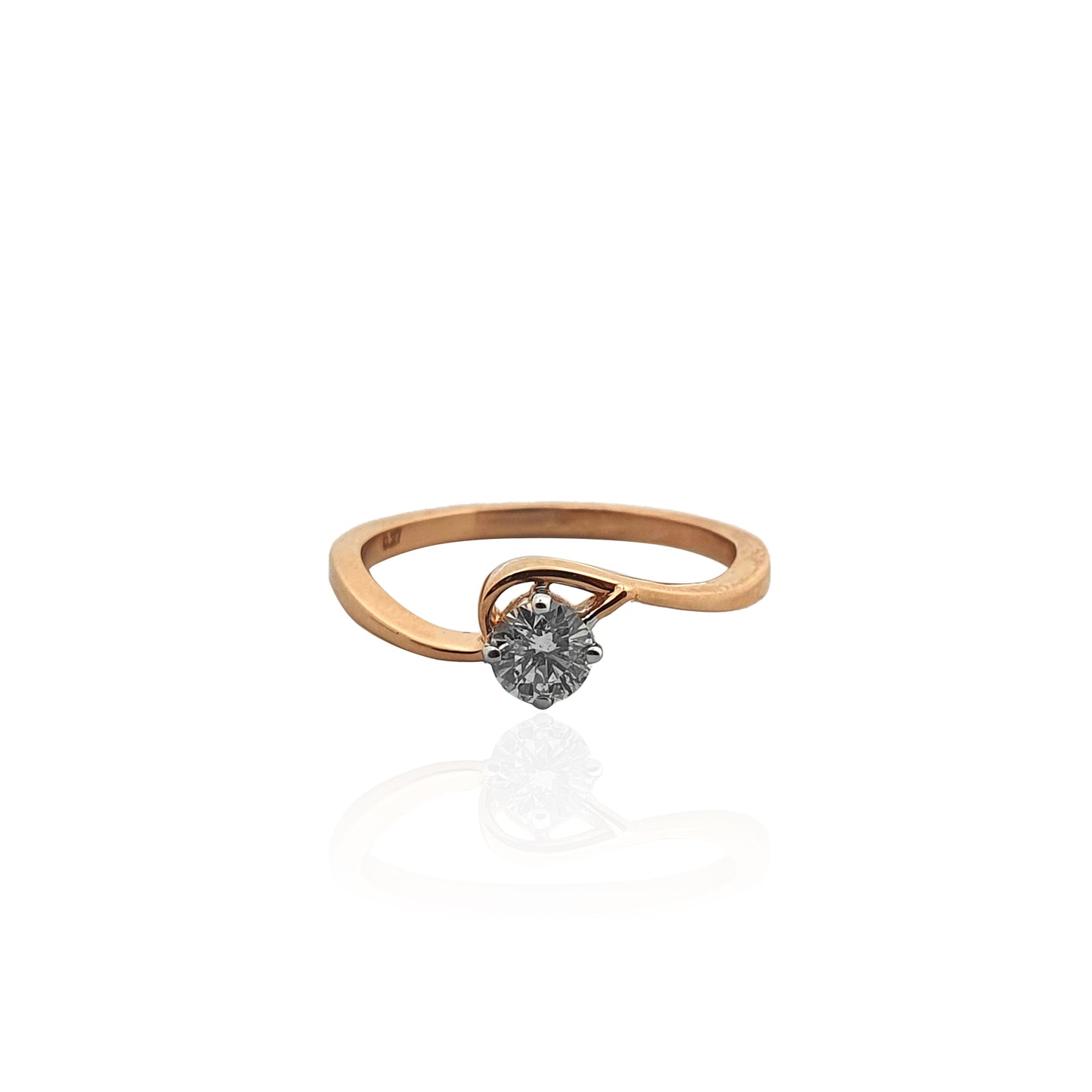 Twist Solitaire Diamond Ring in Rose Gold