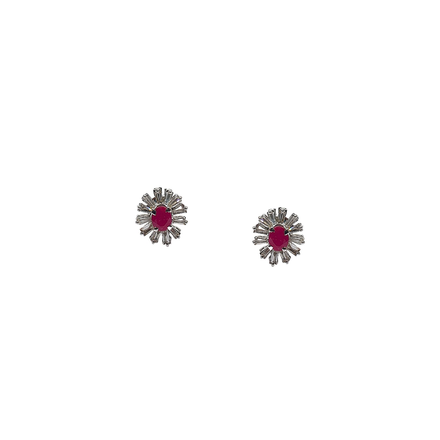 Timeless Diamond Stud Earring Featuring a Pink Gemstone