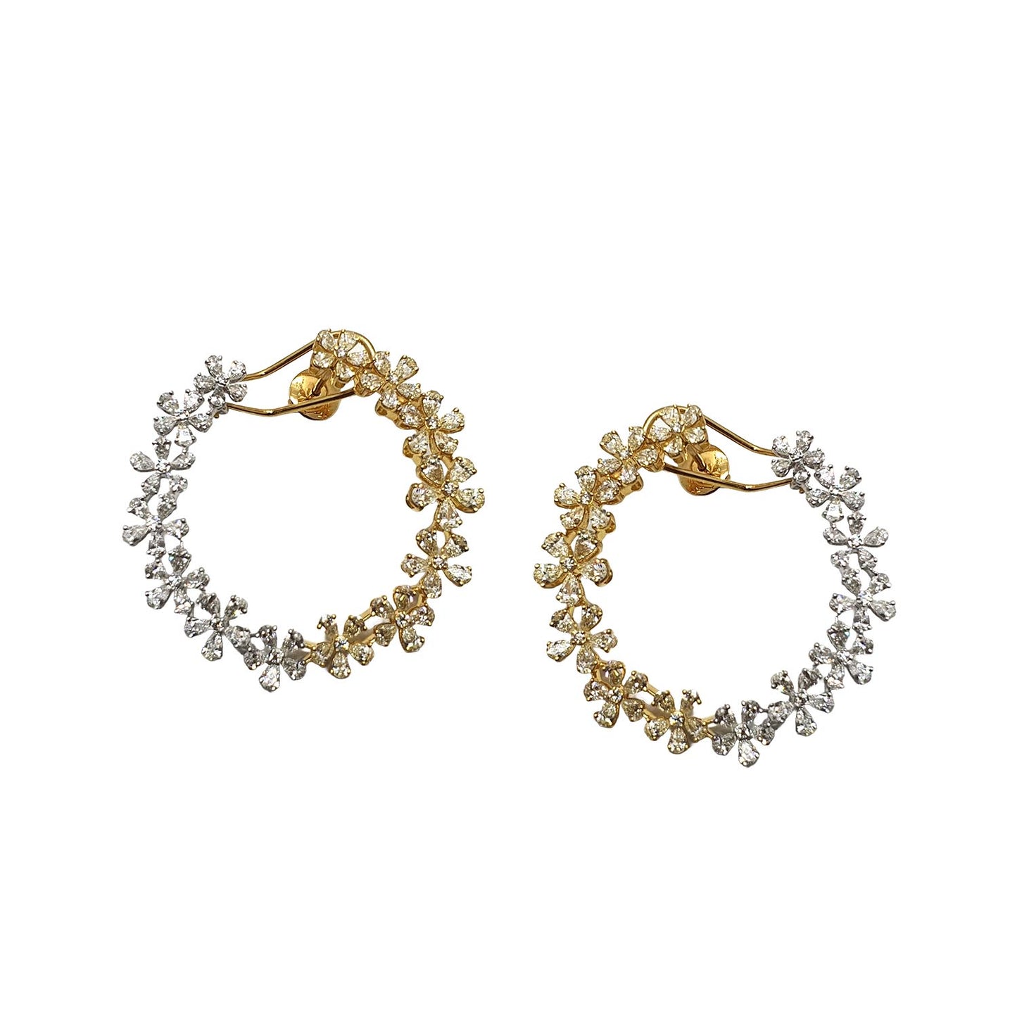 Sophisticated Diamond Hoop Earrings with Floral Design