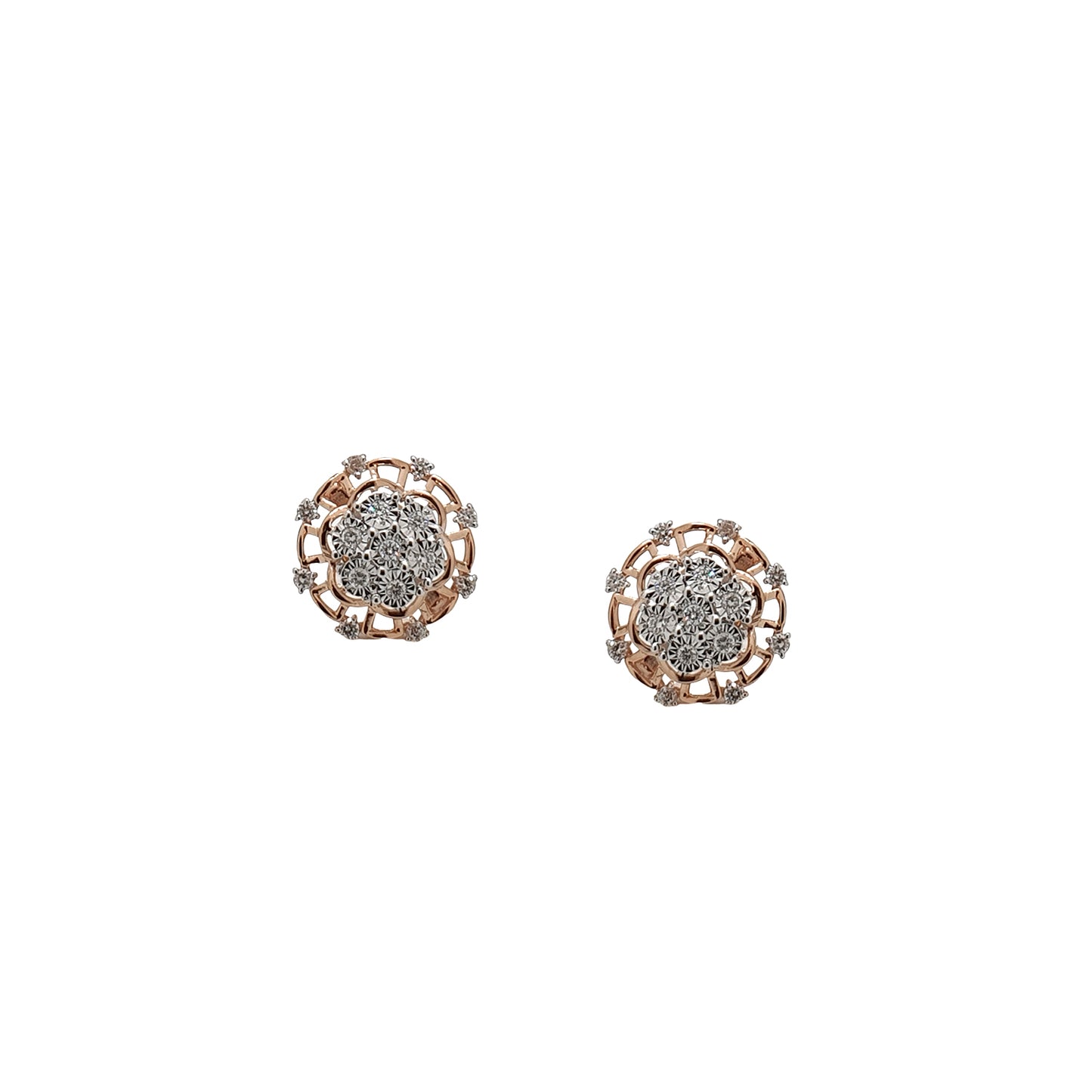 Vintage Floral Diamond Stud Earrings