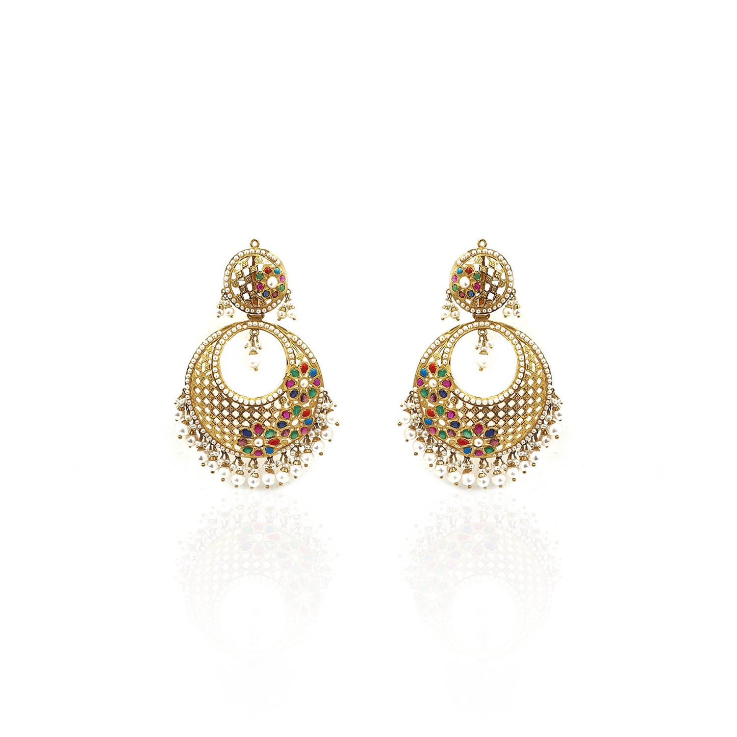 Anekavarna Jadau Gold Earring