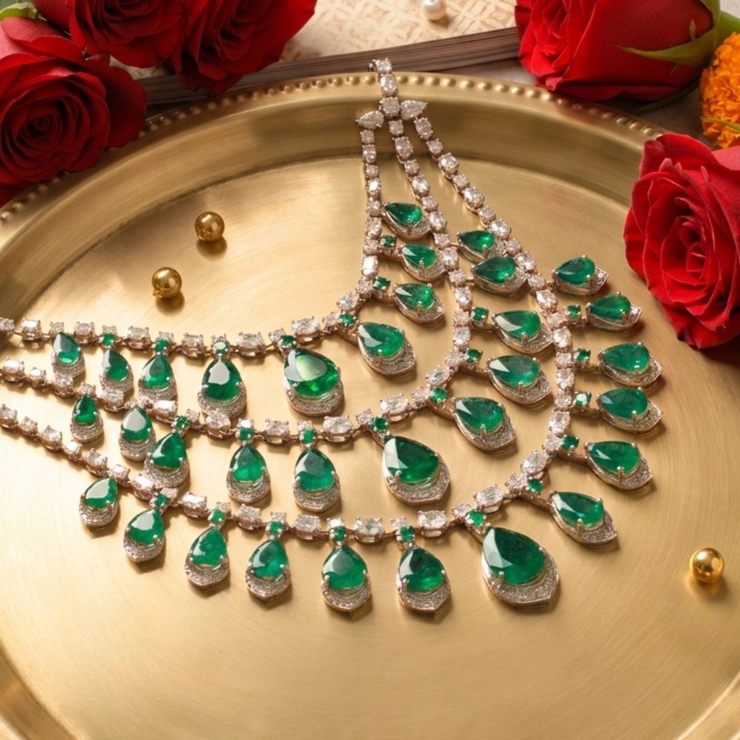 Emerald Cascade Diamond Necklace