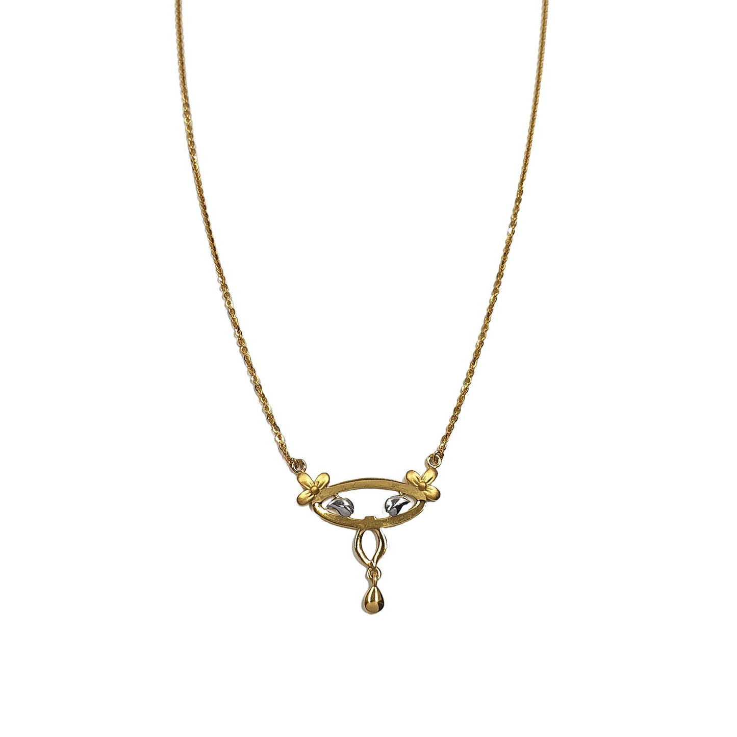 Floral Design Lightweight Gold Pendant Chain
