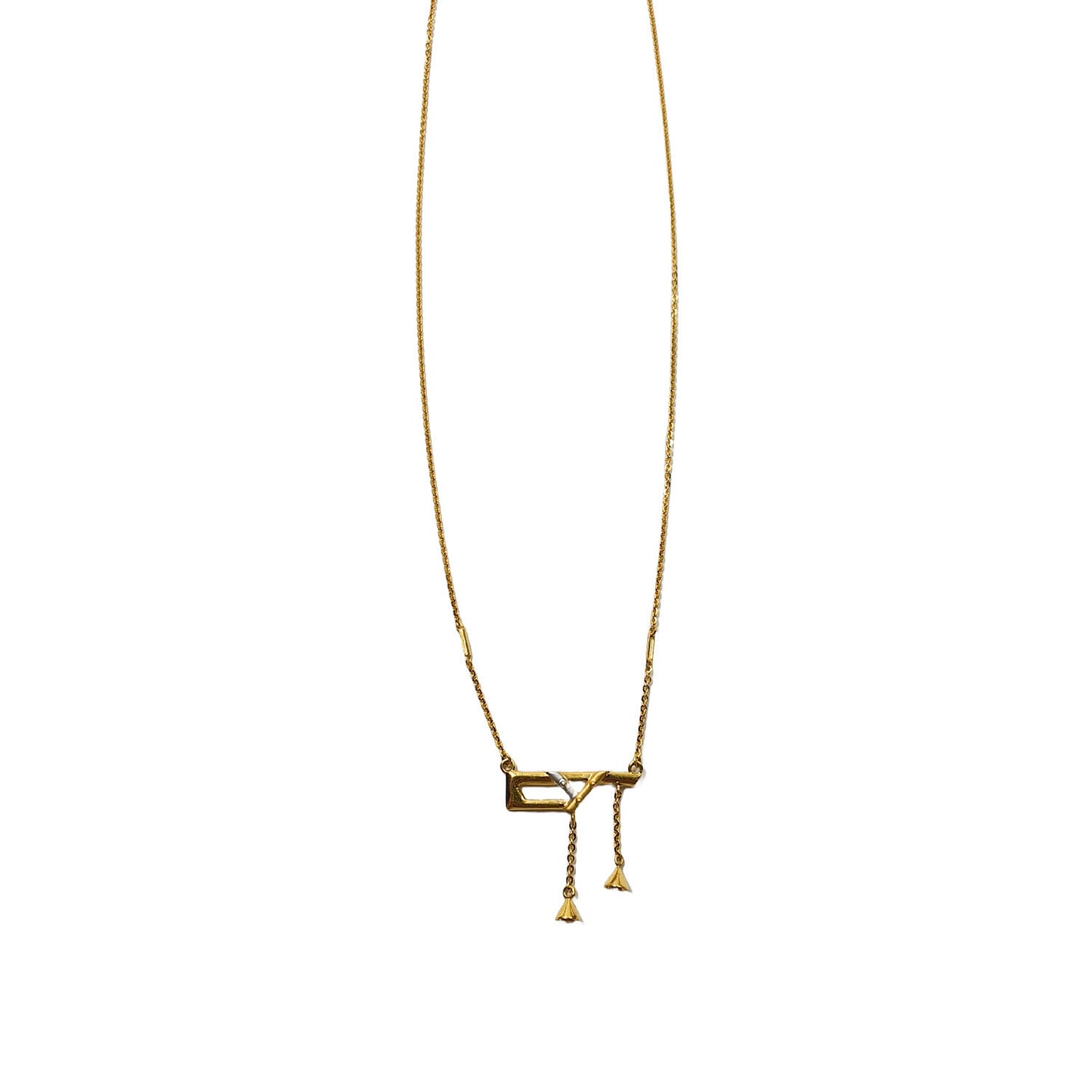 Elegant 22K Yellow Gold Pendant Chain with Intricate Drop Detailing