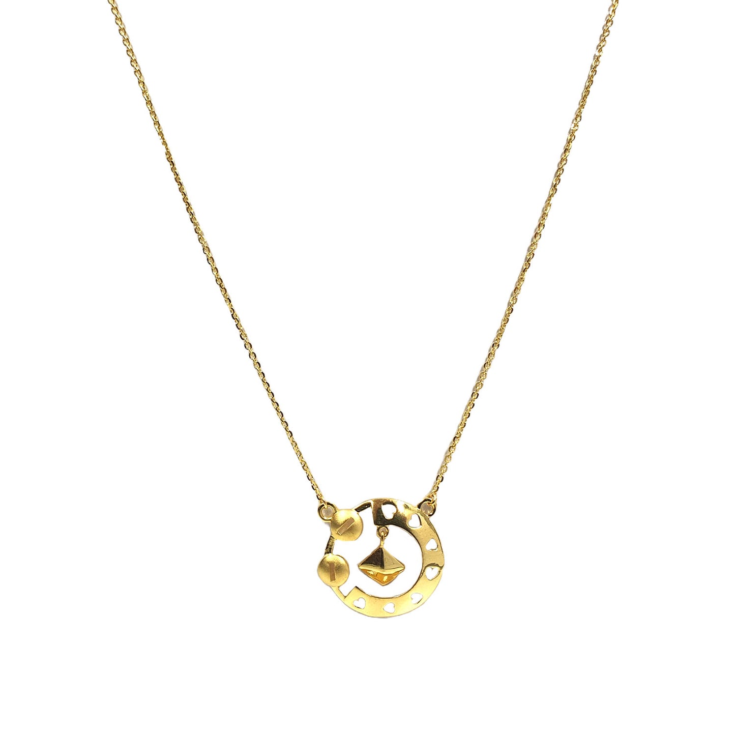 Unique Circular Design with Boat Charm Gold Chain