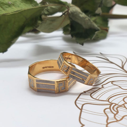 Geometric Textured Wedding Rings for Modern Love