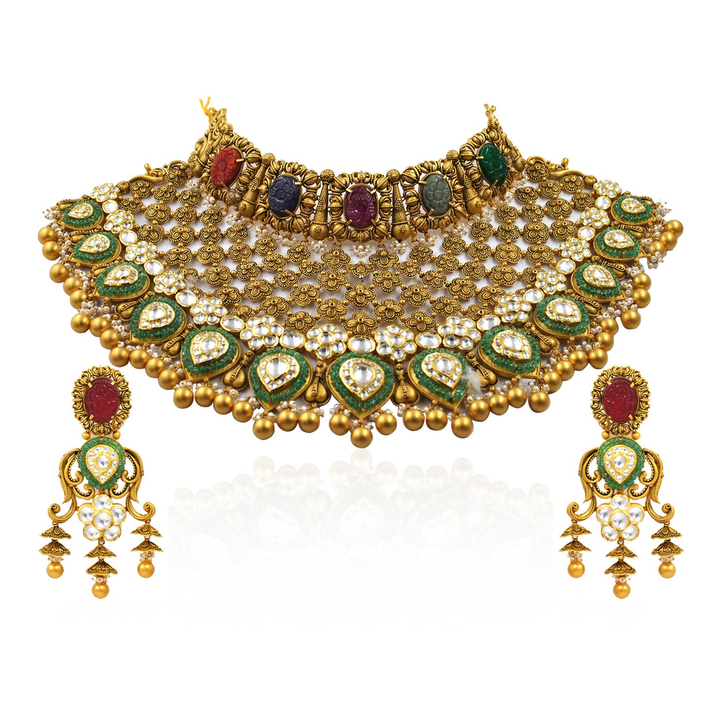 Raj Mahishi Antique Gold Royal Necklace
