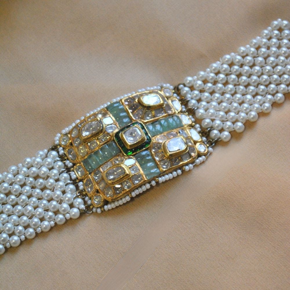 Regal Bridal Polki Floral Bracelet