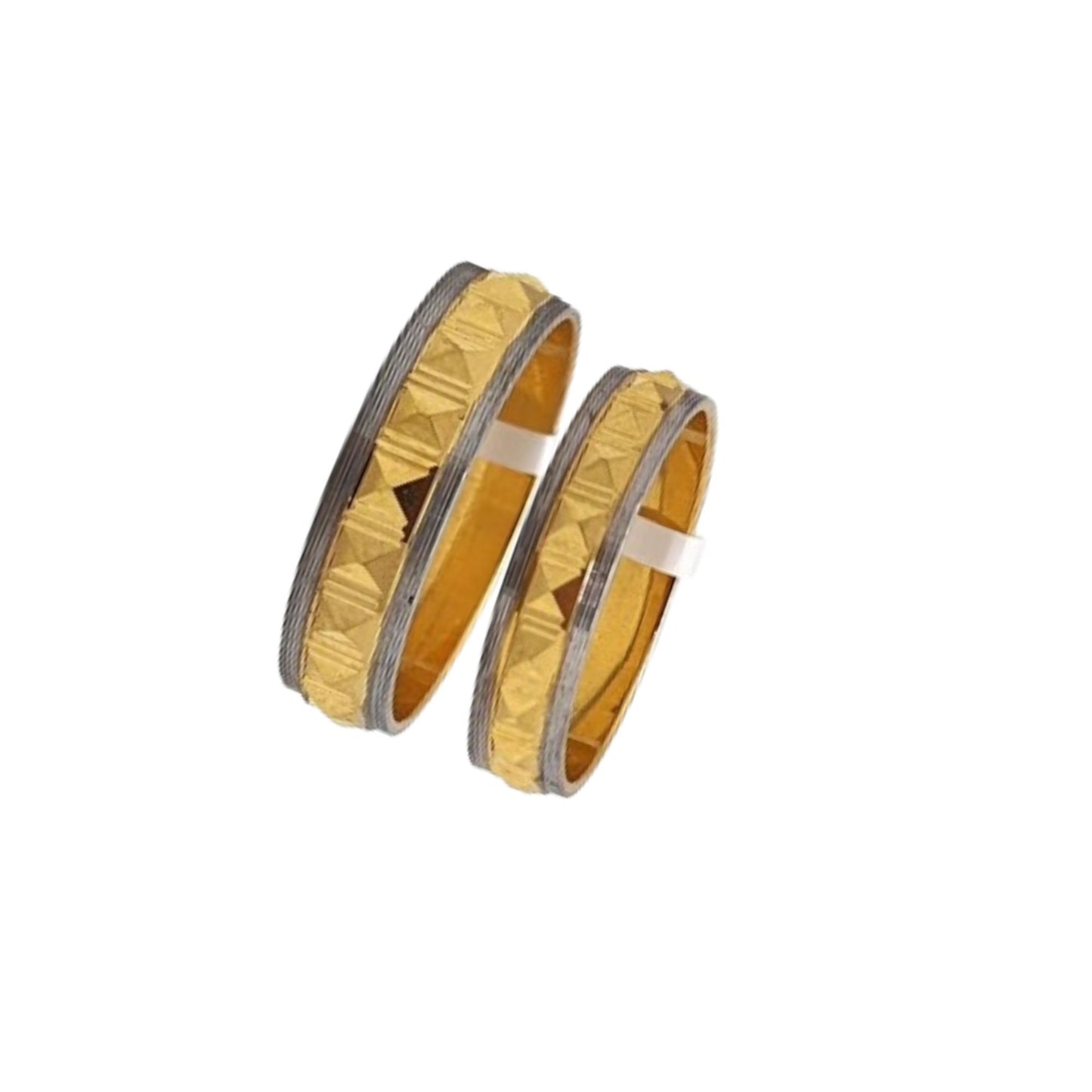 Geometric Dual-Tone Couple Band Ring