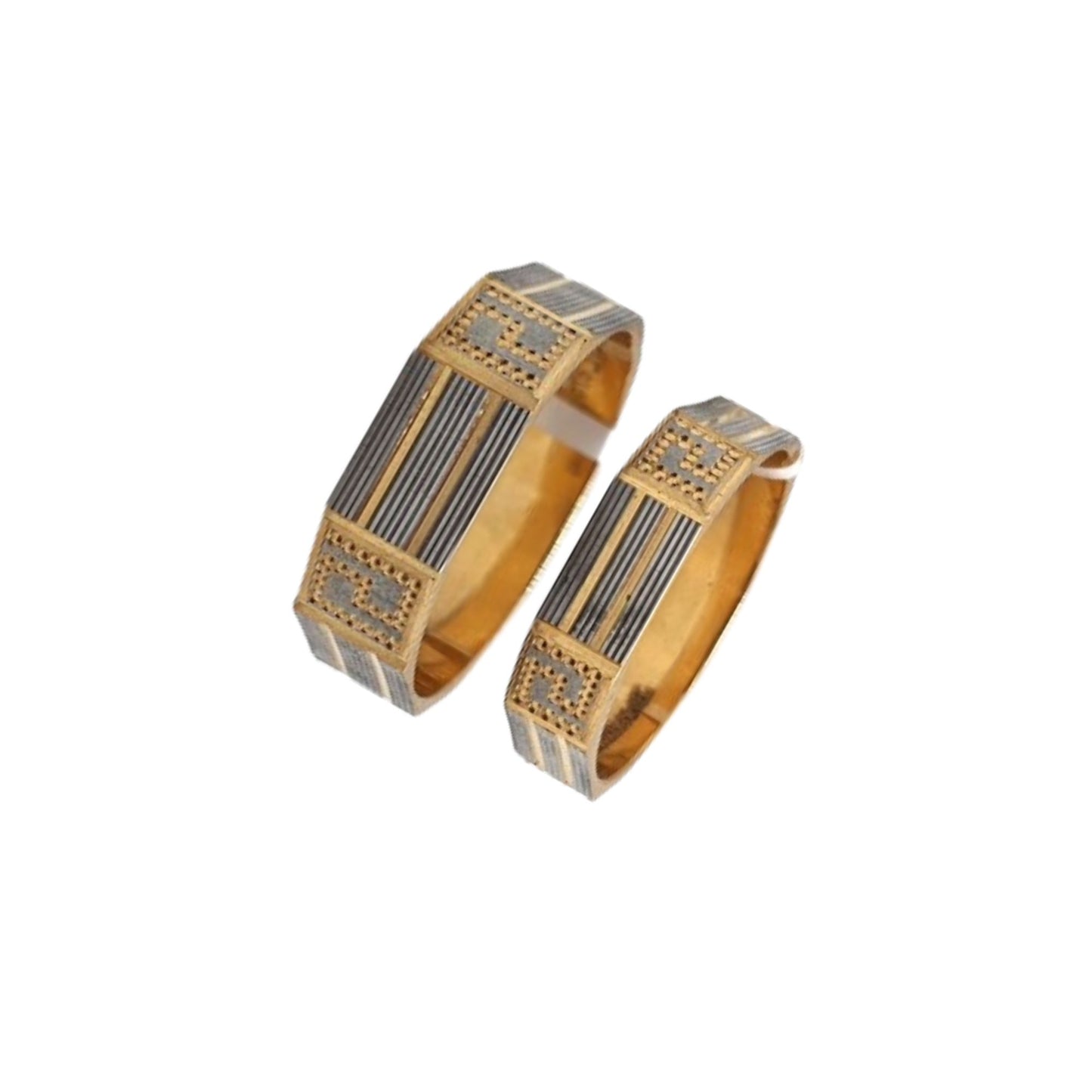 Geometric Textured Wedding Rings for Modern Love