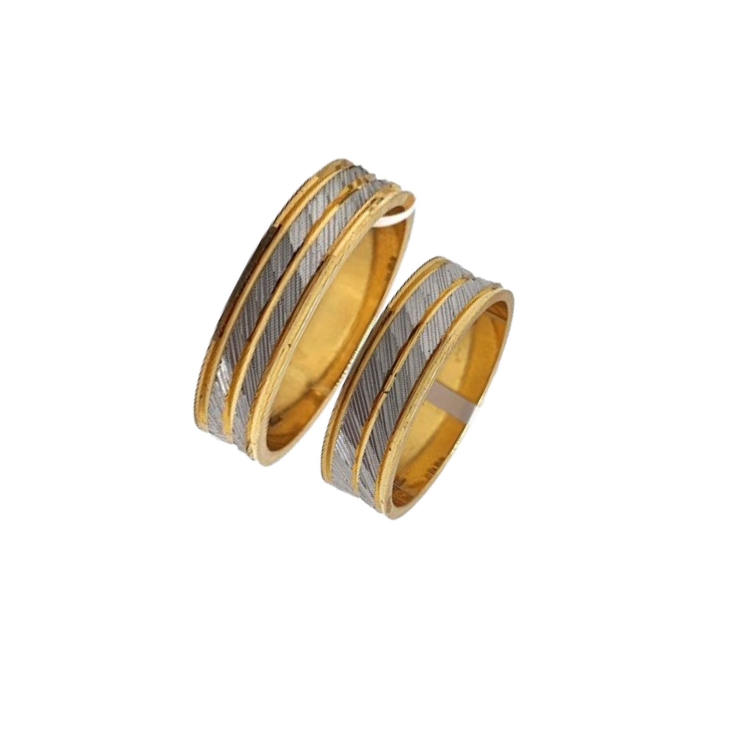 Dual Tone Textured Wedding Bands