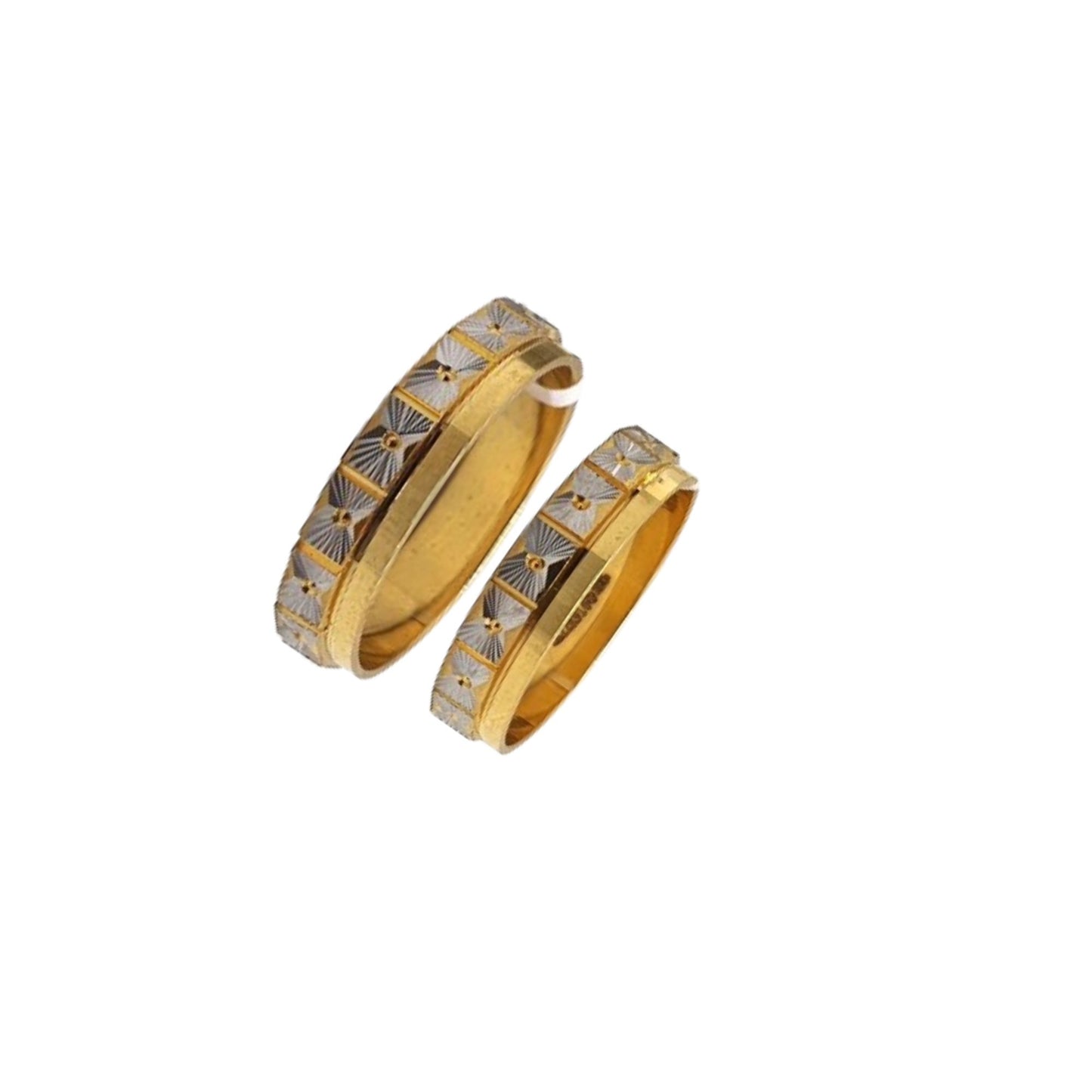 Two-Tone Design Couple Band Ring for Him & Her