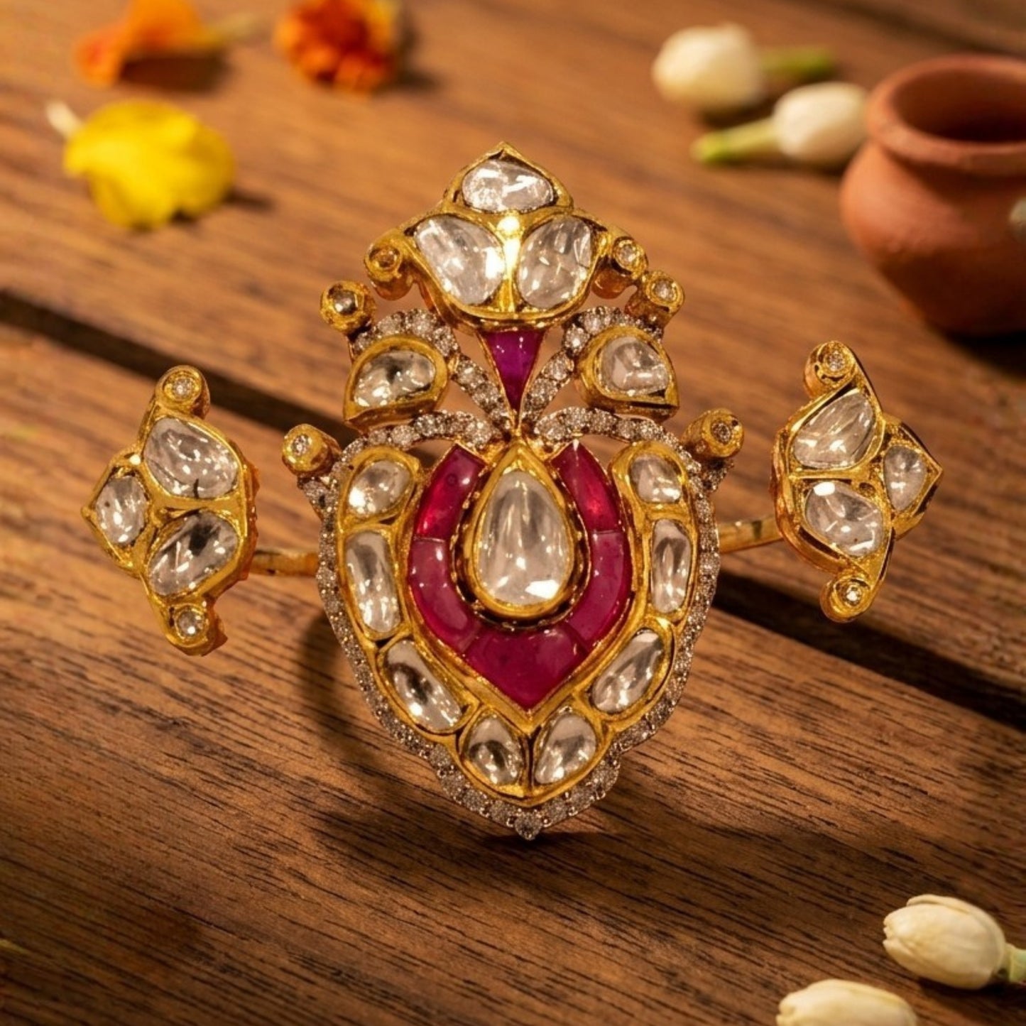 Maharani Ruby Polki Pendant Set