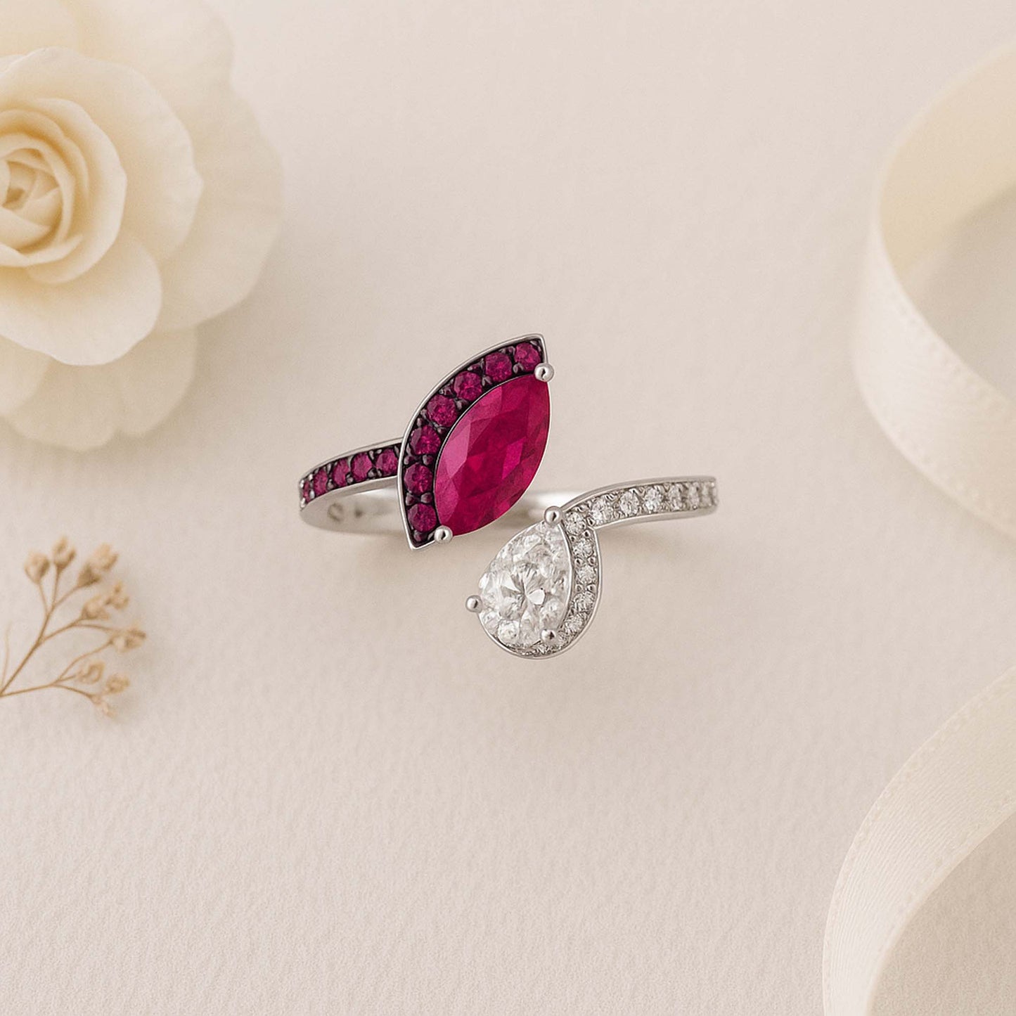 Striking Ruby and Diamond Duo Ring