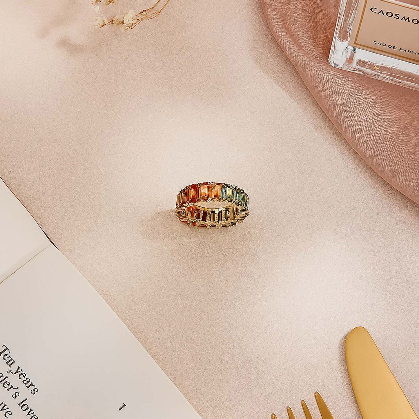 Vibrant Multi Hued Sapphire Ring in 18K Gold
