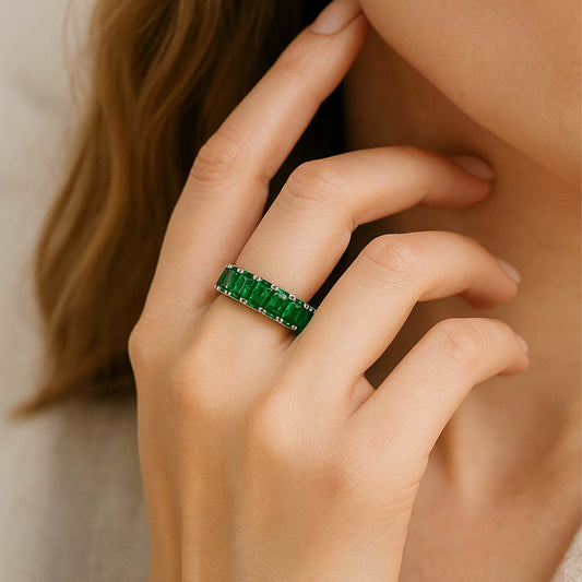 Contemporary Full Circle Emerald Ring
