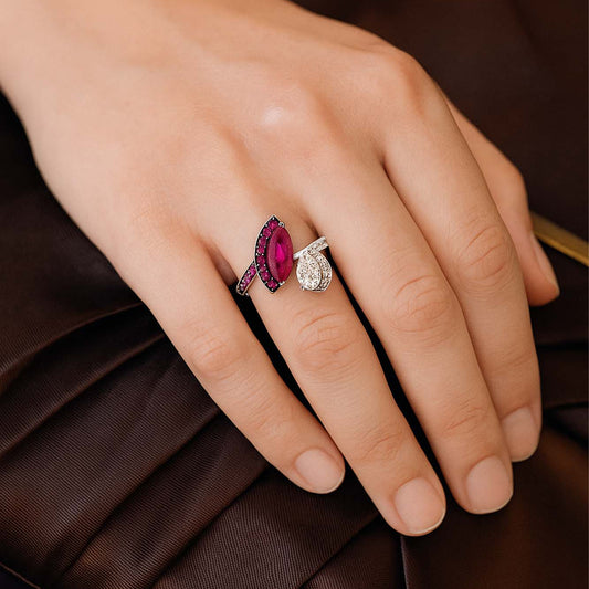Striking Ruby and Diamond Duo Ring