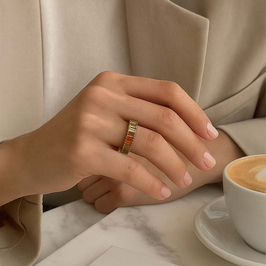 Vibrant Multi Hued Sapphire Ring in 18K Gold