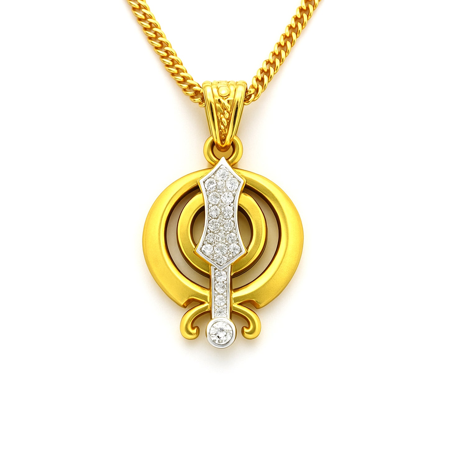 Gentlemen's Draft Designer Sikh Khanda Pendant in 22K Gold – Spiritual Men’s Jewelry
