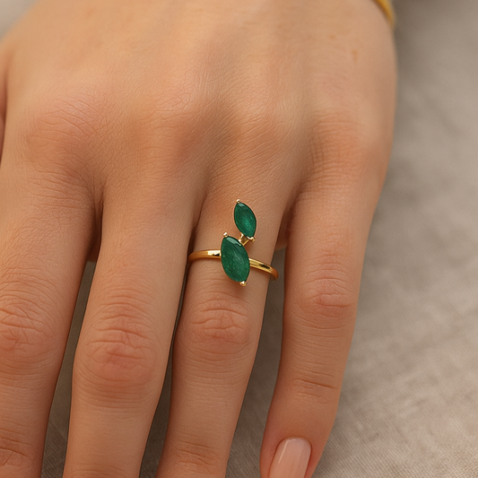Twin Marquise Cut Emerald Ring