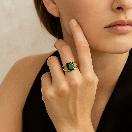 Leonora Radiant Emerald Ring